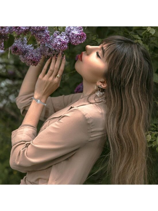 Women\'s Silver Analog Quartz Oval Waterproof Vintage Bracelet Luxury Wrist Watch main image 6